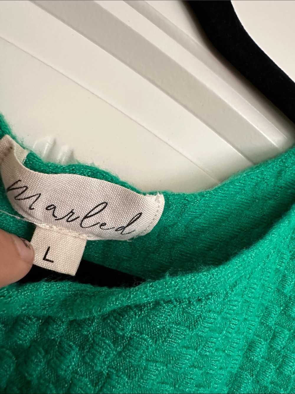Waffle-Knit Green Women's Sweater - Picture 2 of 4